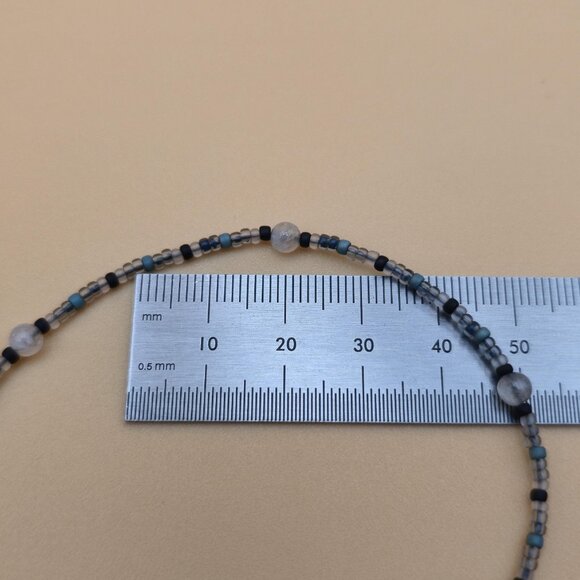 9.5 Inch Sterling Silver Handmade Beaded Moonstone Ankle Bracelet B612 - Picture 4 of 5